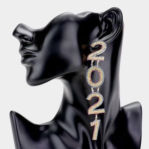 2021 MULTI COLOR RHINESTONE PIERCED EARRINGS